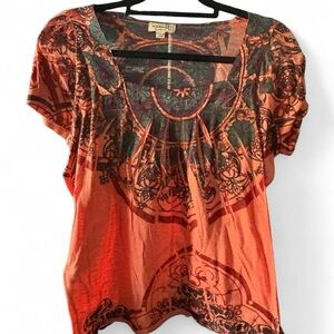 🌿 One World Boho Burnout Top – Y2K Era 🌿